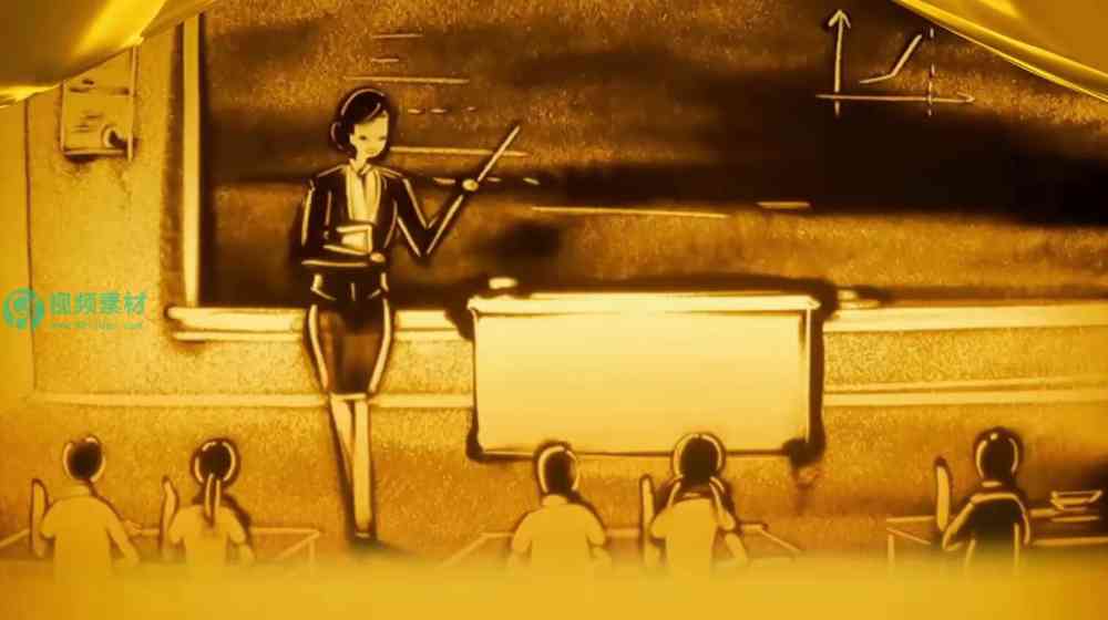 师德师风 沙画主题老师朗诵配乐LED高清背景视频