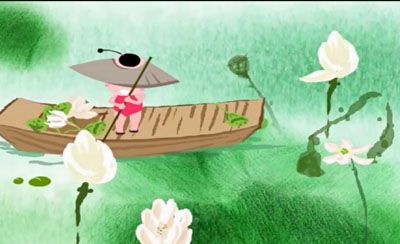 唐诗新唱 水墨读古诗新学堂歌六一少儿童节目舞台LED背景视频素材