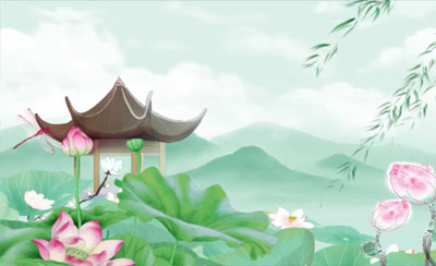 夏荷风舞 古典舞蹈古风水墨荷花晚会舞台LED大屏高清背景视频素材