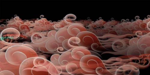 唯美全息金色山水粒子鎏金水墨山水4k57秒舞台LED背景视频素材